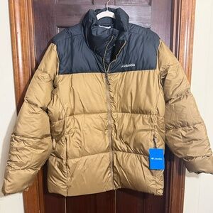 NWT Men’s Columbia Puffect II Jacket Sz L Colorblock Black & Khaki $180 Retail!
